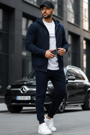 Moška jopa z zadrgo Barva Mornarica DSTREET BX2195