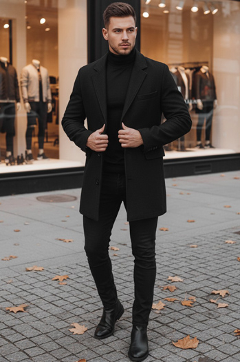 Moški dolgi plašč Barva Črna DSTREET CX0380