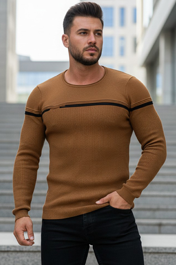 Moški klasičen pulover Barva kamela DSTREET WX1625