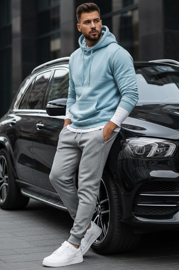 Moška jopa s kapuco Barva Svetlo modra DSTREET BX5107