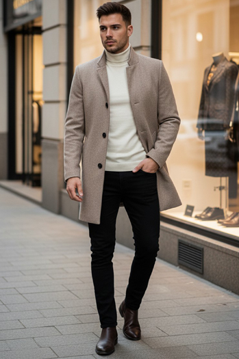 Moški plašč z enim zapenjanjem Barva rjav DSTREET CX0442