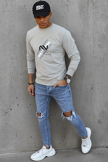 Moška majica s potiskom, bež Dstreet BX5363