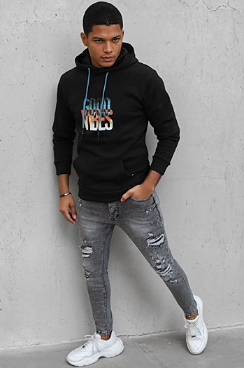 Moška izolirana majica s kapuco črna Dstreet BX5377