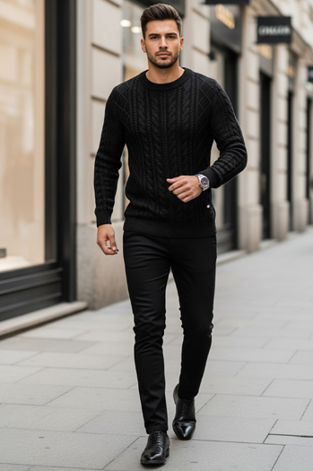 Moški črni pulover Dstreet WX1926