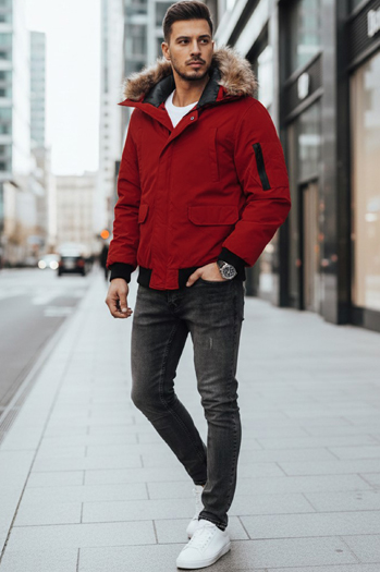 Moška zimska bunda bordo barve Dstreet TX4309