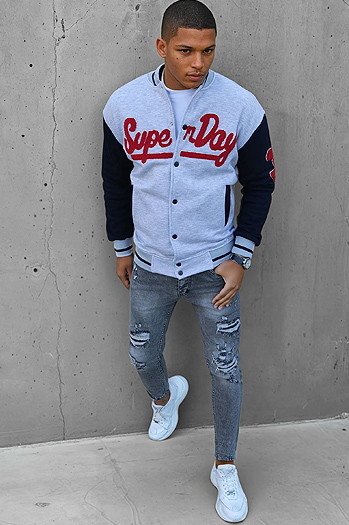 Moška siva jopa z zadrgo Dstreet BX5446