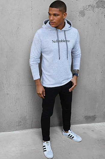 Moška siva jopa s kapuco Dstreet BX5456