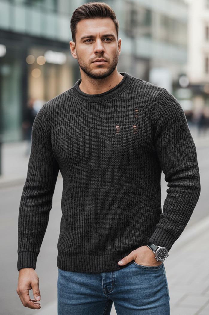 Moški klasičen pulover Barva Temno siva DSTREET WX1990