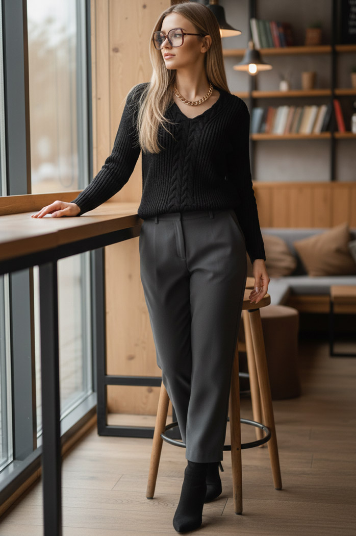 Ženski dolgi pulover CANDIS Barva Črna  DSTREET MY1806