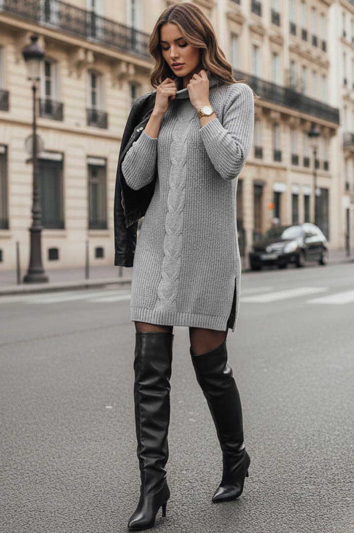 Ženski pulover z ovratnikom MERCIA Barva Svetlosiva DSTREET MY1902