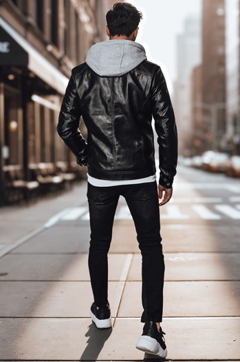 Moška usnjena jakna črna Dstreet TX4330