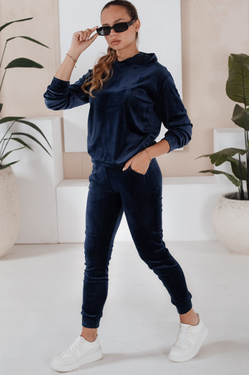 Ženski žametni komplet SO COMFY Barva Mornarica DSTREET AY0884