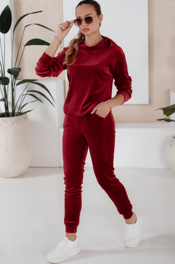 Ženski žametni komplet SO COMFY Barva Klaret DSTREET AY0887