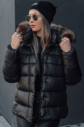 Ženska prešita zimska jakna s kapuco CROMBILA black Dstreet TY4100