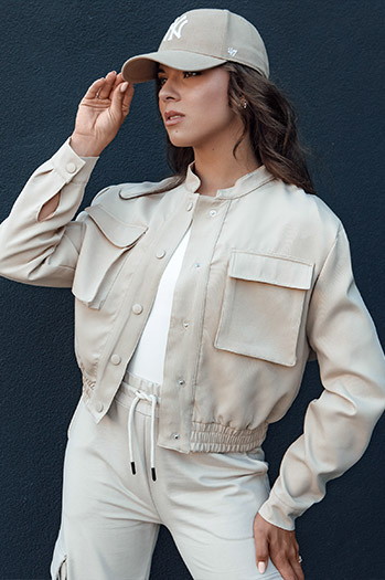Ženska bomber jakna PRIEV beige Dstreet TY4306