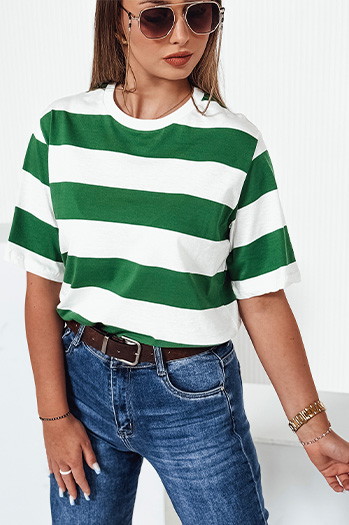 Ženska črtasta majica ALMIN zelena Dstreet RY2560