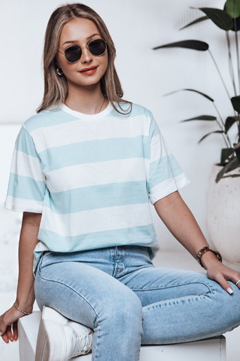 Ženska črtasta majica ALMIN turkizna Dstreet RY2562