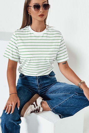 Ženska črtasta majica RILANT zelena Dstreet RY2563