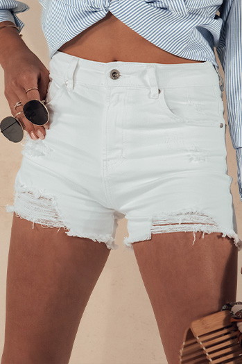 Ženske kratke hlače iz džinsa POPGLAM white Dstreet SY0397
