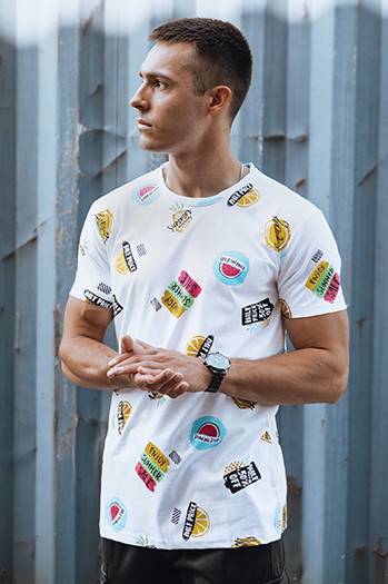 Moška majica s potiskom bela Dstreet RX5613