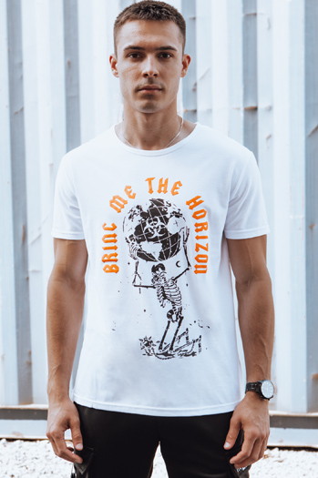 Moška majica s potiskom bela Dstreet RX5619