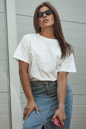 Ženska majica basic PRINCY Barva Bela DSTREET RY2647
