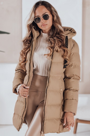 Ženska zimska jakna s kapuco GABRIELLE dark beige Dstreet TY4363