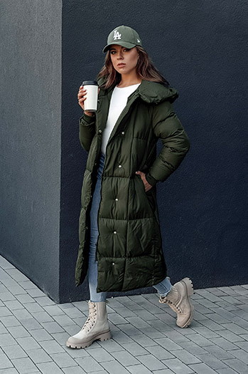 Ženski prešiti plašč CLOUTIQUE green Dstreet TY4370