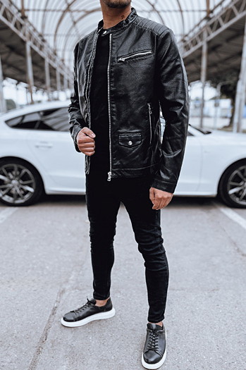 Moška usnjena jakna črna Dstreet TX4711