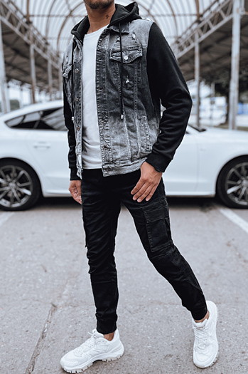 Kurtka męska jeansowa szara z kapturem Dstreet TX4720