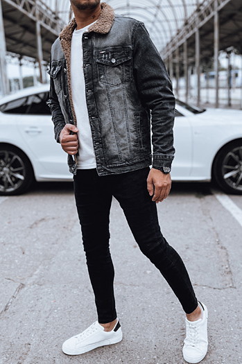 Moška izolirana jeans jakna črna Dstreet TX4725