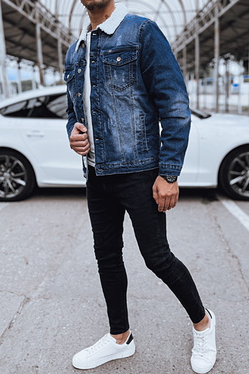 Ocieplana kurtka męska jeansowa niebieska Dstreet TX4727