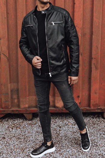 Moška usnjena jakna črna Dstreet TX4733