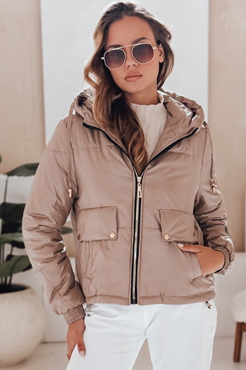 Ženska prešita jakna s kapuco ARON camel Dstreet TY4398
