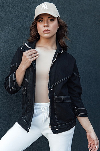 Kurtka damska jeansowa BERENICES czarna Dstreet TY4410