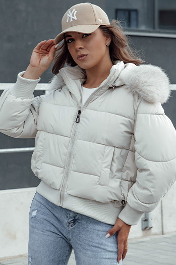 Ženska prešita zimska jakna s krznom COLDPACK bela Dstreet TY4429