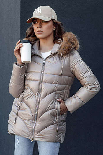 WINTERCHIC ženska zimska jakna s kapuco camel Dstreet TY4438