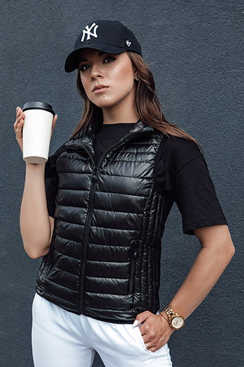 Ženski prešiti telovnik s stoječim ovratnikom STYLISHZ black Dstreet TY4440