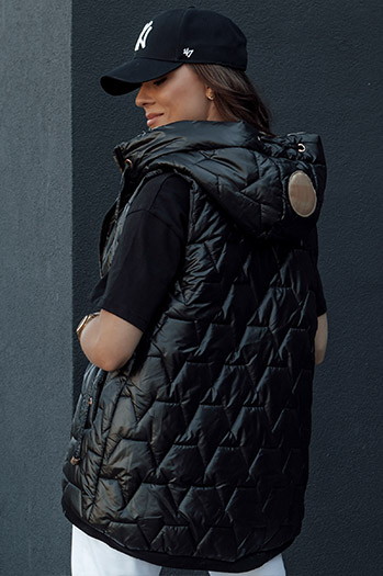 Ženski prešiti telovnik s kapuco GLITZY black Dstreet TY4447