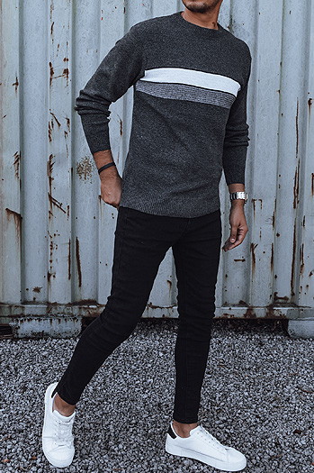 Moški temno siv pulover Dstreet WX2210