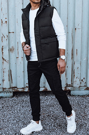 Kamizelka męska pikowana z kapturem czarna Dstreet TX4782