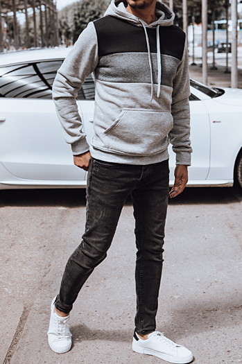 Moška majica s kapuco svetlo siva Dstreet BX5830