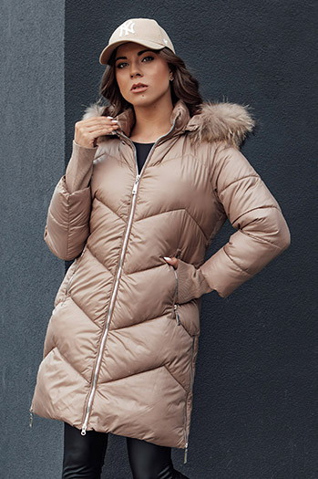 Kurtka zimowa damska pikowana LAGOON kamelowa Dstreet TY4516