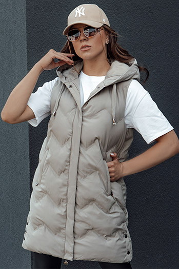 Kamizelka damska pikowana TAMIRA beżowa Dstreet TY4528