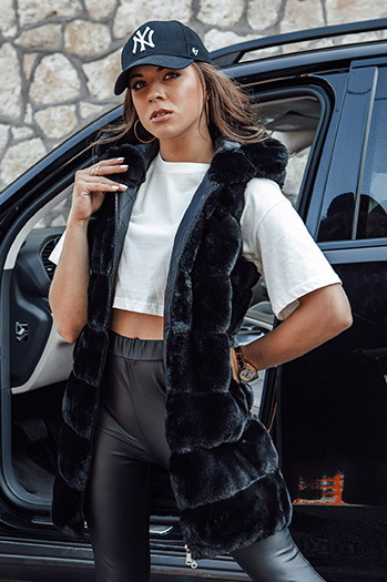 Ženski krznen jopič ASHTON black Dstreet TY4543