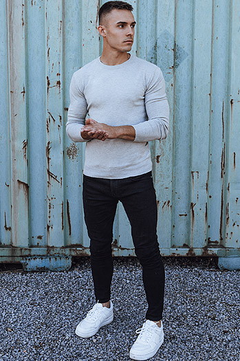 Sweter męski klasyczny jasnoszary Dstreet WX2212