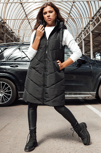 Ženski dolg telovnik LIDMAN black Dstreet TY4561