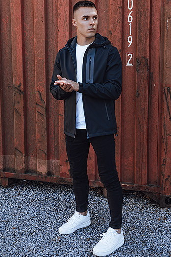 Kurtka męska przejściowa softshell z kapturem granatowa Dstreet TX4813