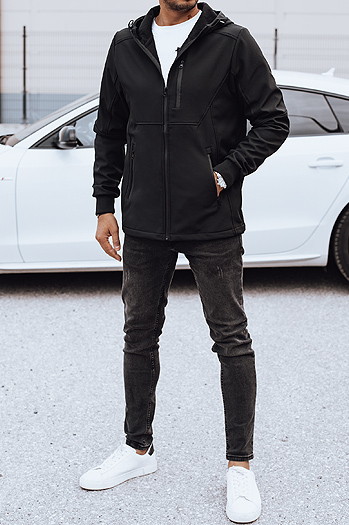 Moška prehodna softshell jakna s kapuco črna Dstreet TX4819