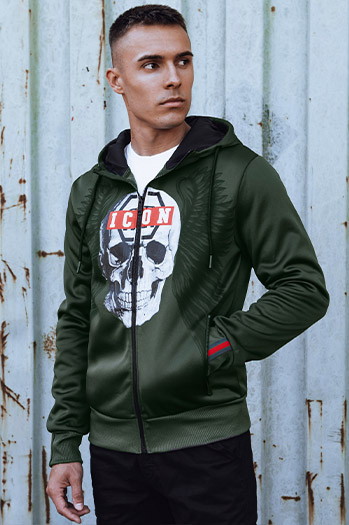 Moška kapuca z zadrgo zelena Dstreet BX5838